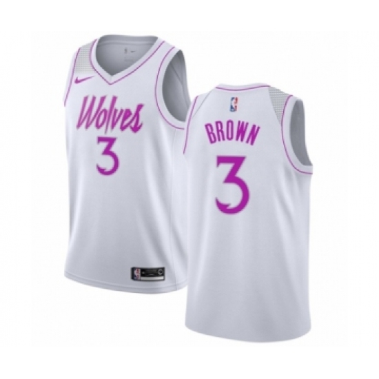 Women's Nike Minnesota Timberwolves #3 Anthony Brown White Swingman Jersey - Earned Edition - Ujersey