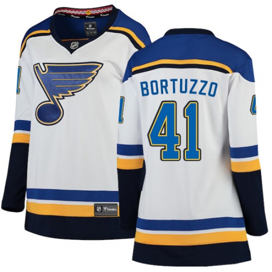 Women's St. Louis Blues #41 Robert Bortuzzo Fanatics Branded White Away Breakaway NHL Jersey - Ujersey