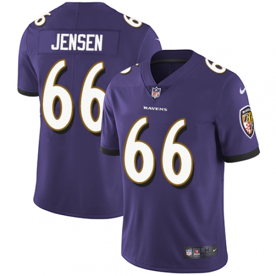 Men's Nike Baltimore Ravens #66 Ryan Jensen Purple Team Color Vapor Untouchable Limited Player NFL Jersey - Ujersey