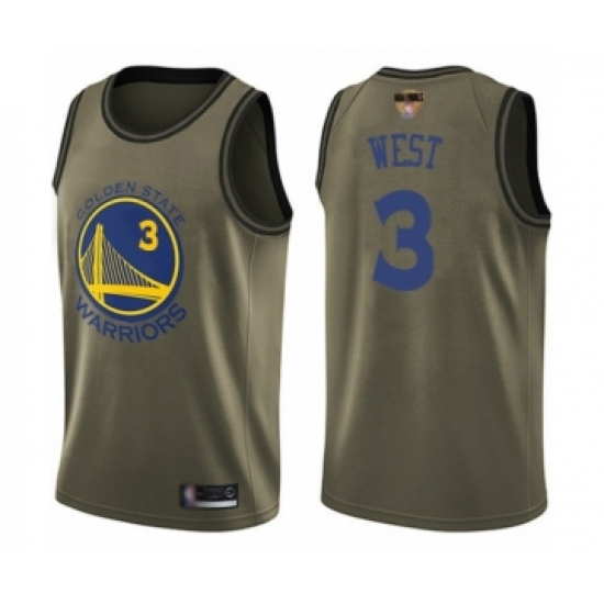 Men's Golden State Warriors #3 David West Swingman Green Salute to Service 2019 Basketball Finals Bound Basketball Jersey - Ujersey