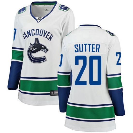 Women's Vancouver Canucks #20 Brandon Sutter Fanatics Branded White Away Breakaway NHL Jersey - Ujersey