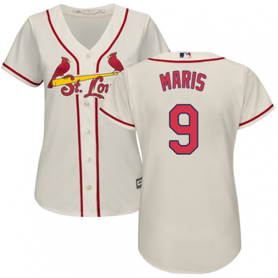 Women's Majestic St. Louis Cardinals #9 Roger Maris Authentic Cream Alternate Cool Base MLB Jersey - Ujersey
