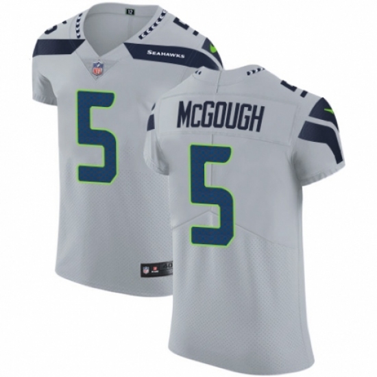 Men's Nike Seattle Seahawks #5 Alex McGough Grey Alternate Vapor Untouchable Elite Player NFL Jersey - Ujersey