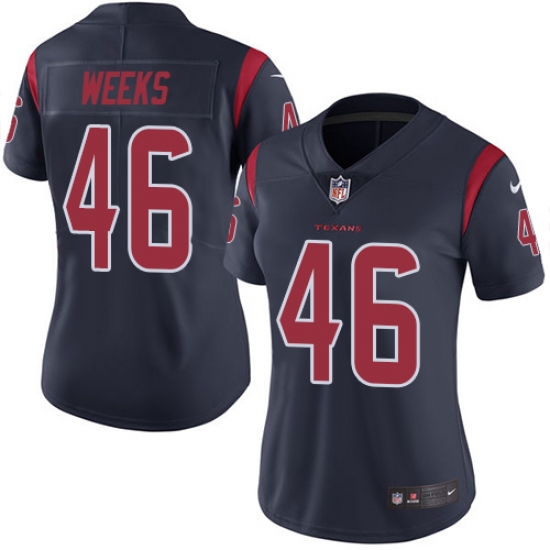 Women's Nike Houston Texans #46 Jon Weeks Elite Navy Blue Rush Vapor Untouchable NFL Jersey - Ujersey