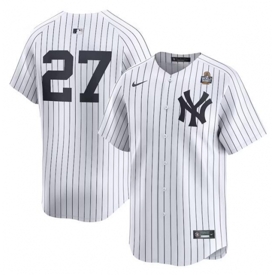 Men's New York Yankees #27 Giancarlo Stanton White 2024 World Series Home Limited Stitched Baseball Jersey - Ujersey