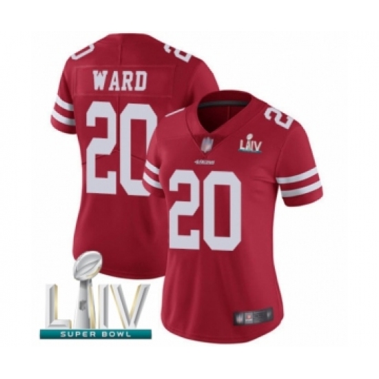 Women's San Francisco 49ers #20 Jimmie Ward Red Team Color Vapor Untouchable Limited Player Super Bowl LIV Bound Football Jersey - Ujersey