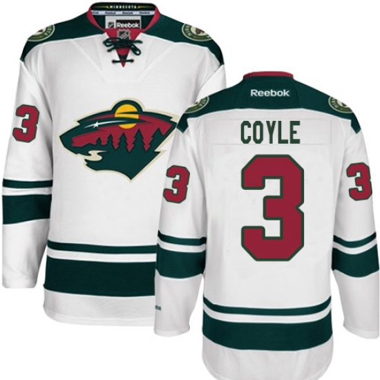 Men's Reebok Minnesota Wild #3 Charlie Coyle Authentic White Away NHL Jersey - Ujersey