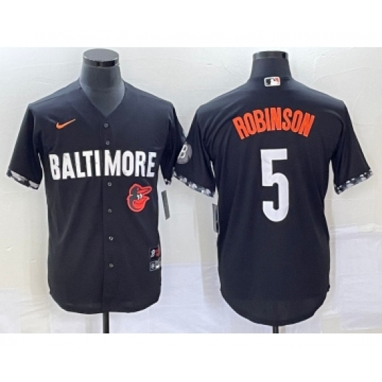 Men's Baltimore Orioles #5 Brooks Robinson Black 2023 City Connect Cool Base Stitched Jersey 1 - Ujersey