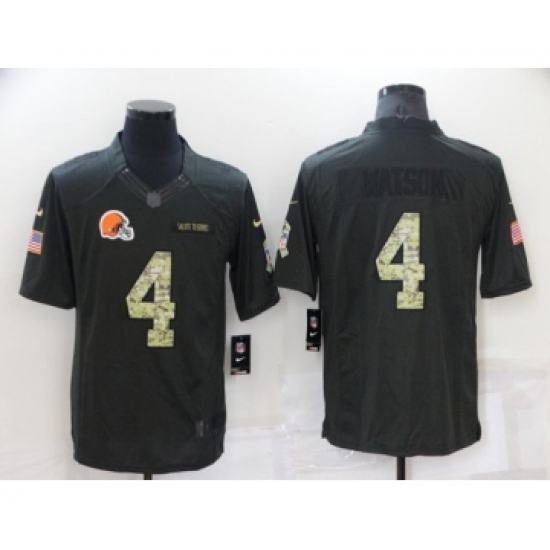 Men's Cleveland Browns #4 Deshaun Watson Black Salute to Service Limited Stitched Jersey - Ujersey