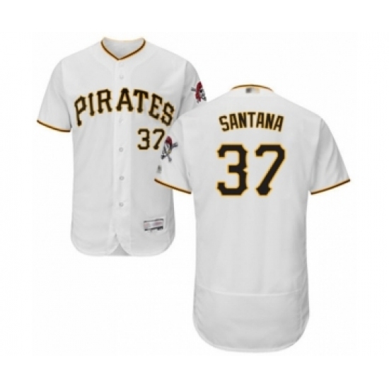 Men's Pittsburgh Pirates #37 Edgar Santana White Home Flex Base Authentic Collection Baseball Player Jersey - Ujersey