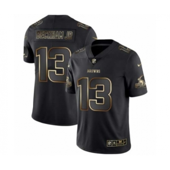 Men Cleveland Browns #13 Odell Beckham Jr Black Golden Edition 2019 Vapor Untouchable Limited Jersey - Ujersey