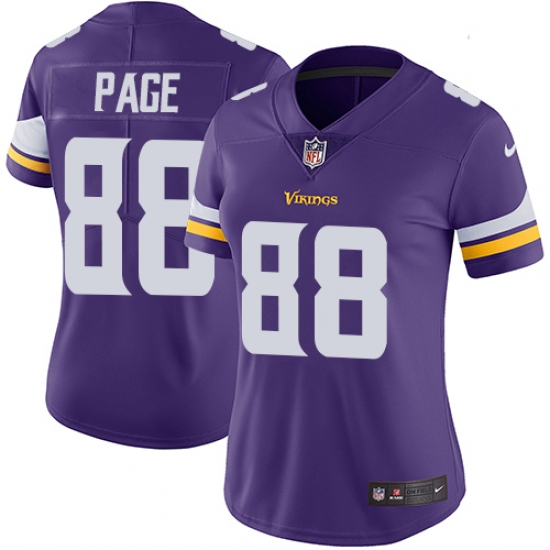 Women's Nike Minnesota Vikings #88 Alan Page Purple Team Color Vapor Untouchable Limited Player NFL Jersey - Ujersey