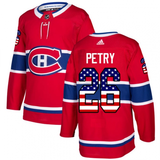 Men's Adidas Montreal Canadiens #26 Jeff Petry Authentic Red USA Flag Fashion NHL Jersey