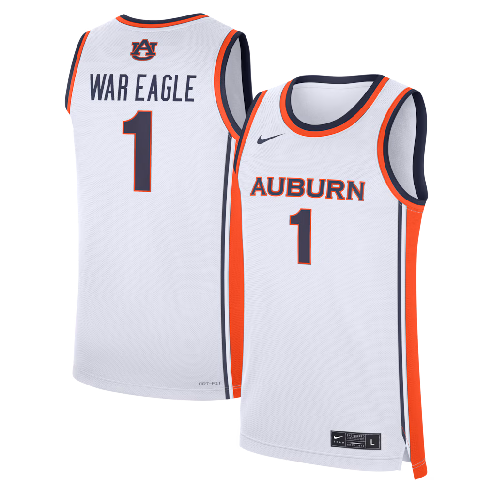 Men's Nike White Auburn Tigers #1 Home War Eagle Replica Basketball Jersey