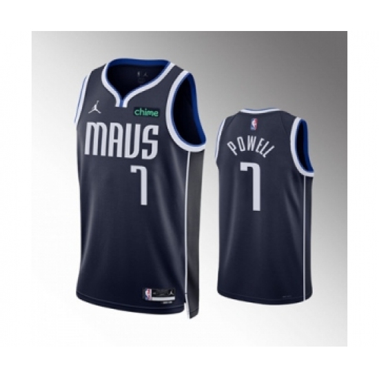 Men's Dallas Mavericks #7 Dwight Powell Navy Statement Edition Stitched Basketball Jersey - Ujersey