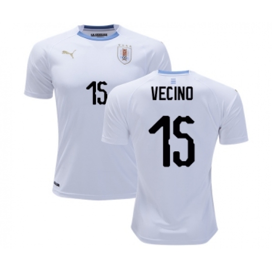 Uruguay #15 Vecino Away Soccer Country Jersey