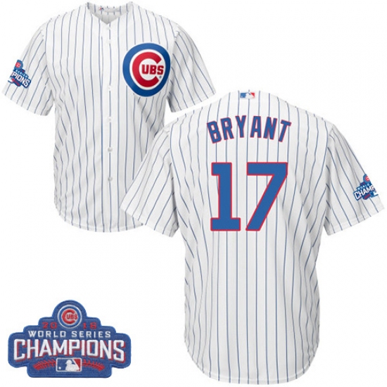 Youth Majestic Chicago Cubs #17 Kris Bryant Authentic White Home 2016 World Series Champions Cool Base MLB Jersey - Ujersey