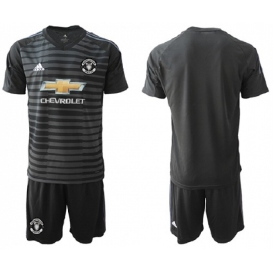 Manchester United Blank Black Goalkeeper Soccer Club Jersey