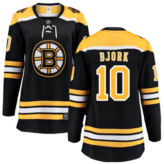 Women's Boston Bruins #10 Anders Bjork Authentic Black Home Fanatics Branded Breakaway NHL Jersey - Ujersey