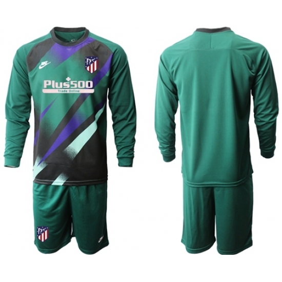 Atletico Madrid Blank Green Goalkeeper Long Sleeves Soccer Club Jersey