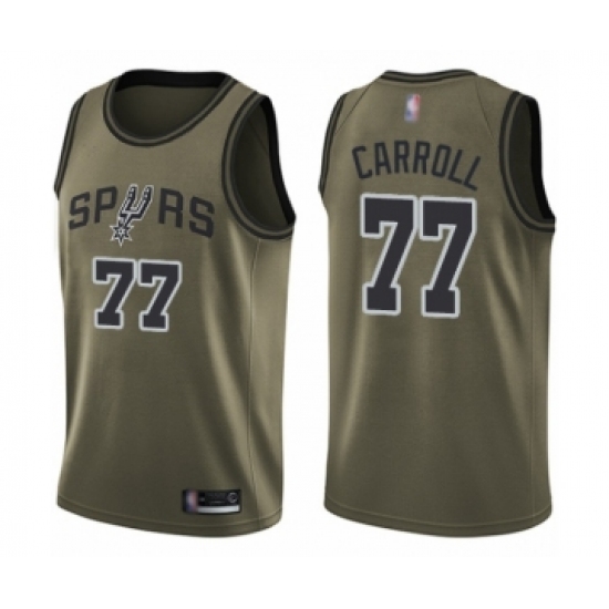 Youth San Antonio Spurs #77 DeMarre Carroll Swingman Green Salute to Service Basketball Jersey - Ujersey
