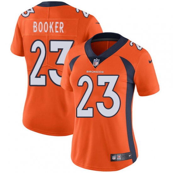 Women's Nike Denver Broncos #23 Devontae Booker Orange Team Color Vapor Untouchable Limited Player NFL Jersey - Ujersey