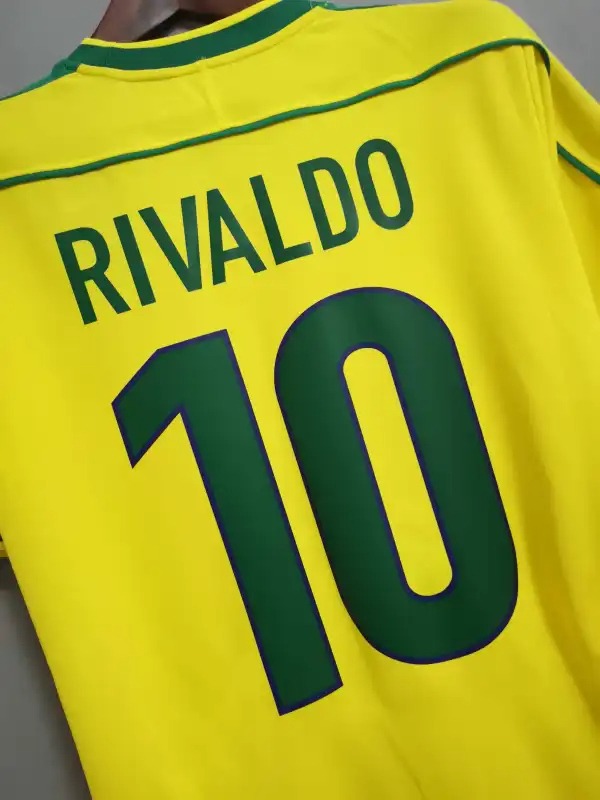 Brazil Retro Jersey Custom Home Soccer Jersey 1998 - ujerseystore