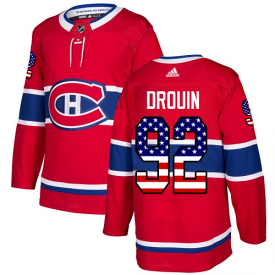Men's Adidas Montreal Canadiens #92 Jonathan Drouin Authentic Red USA Flag Fashion NHL Jersey - Ujersey