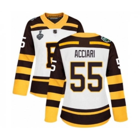 Women's Boston Bruins #55 Noel Acciari Authentic White Winter Classic 2019 Stanley Cup Final Bound Hockey Jersey - Ujersey