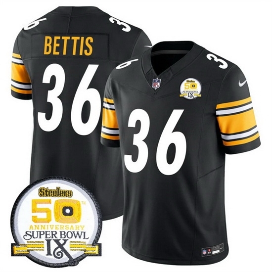 Men's Pittsburgh Steelers 36 Jerome Bettis Black 2024 F U S E 50th Anniversary Of Super Bowl IX Alternate Vapor Untouchable Limited Stitched Jersey - Ujersey