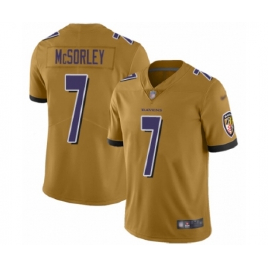 Youth Baltimore Ravens #7 Trace McSorley Limited Gold Inverted Legend Football Jersey - Ujersey