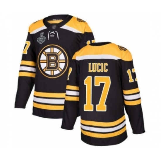 Men's Boston Bruins #17 Milan Lucic Authentic Black Home 2019 Stanley Cup Final Bound Hockey Jersey - Ujersey
