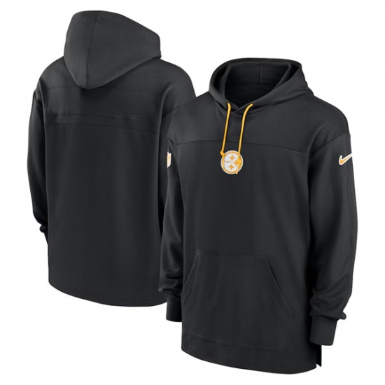 Men's Pittsburgh Steelers Black Performance Pullover Hoodie - Ujersey