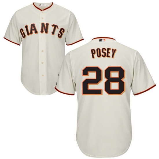 Youth Majestic San Francisco Giants #28 Buster Posey Authentic Cream Home Cool Base MLB Jersey - Ujersey