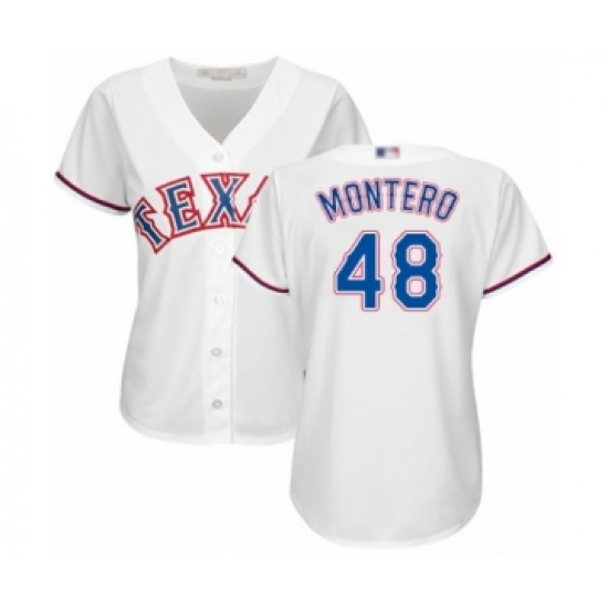 Women's Texas Rangers #48 Rafael Montero Authentic White Home Cool Base Baseball Player Jersey - Ujersey