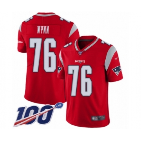 Youth New England Patriots #76 Isaiah Wynn Limited Red Inverted Legend 100th Season Football Jersey - Ujersey