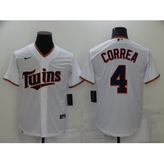 Men's Nike Minnesota Twins #4 Carlos Correa White Home Stitched Baseball Jersey - Ujersey
