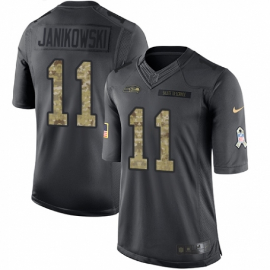 Men's Nike Seattle Seahawks #11 Sebastian Janikowski Limited Black 2016 Salute to Service NFL Jersey - Ujersey