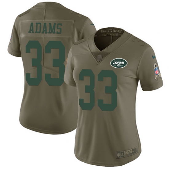 Women's Nike New York Jets #33 Jamal Adams Limited Olive 2017 Salute to Service NFL Jersey - Ujersey