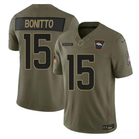 Men's Denver Broncos #15 Nik Bonitto Olive 2025 F.U.S.E. Salute to Service Limited Football Stitched Jersey - Ujersey