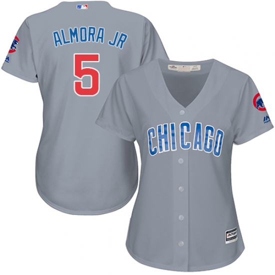 Women's Majestic Chicago Cubs #5 Albert Almora Jr Replica Grey Road MLB Jersey - Ujersey