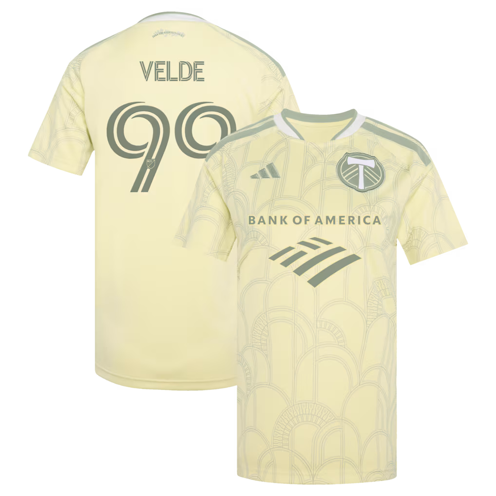 Women's Portland Timbers Kristoffer Velde adidas Yellow 2026 Civic Stadium Kit Replica Jersey