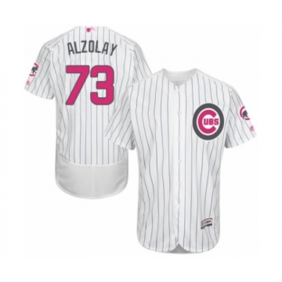 Men's Chicago Cubs #73 Adbert Alzolay Authentic White 2016 Mother's Day Fashion Flex Base Baseball Player Jersey - Ujersey