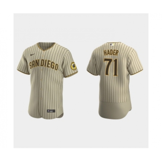 Mens San Diego Padres #71 Josh Hader Tan Brown Alternate FlexBase Player Jersey - Ujersey
