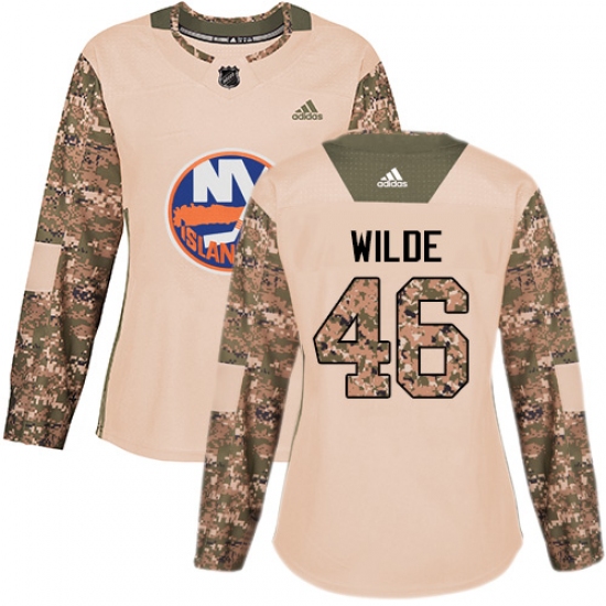 Women's Adidas New York Islanders #46 Bode Wilde Authentic Camo Veterans Day Practice NHL Jersey - Ujersey
