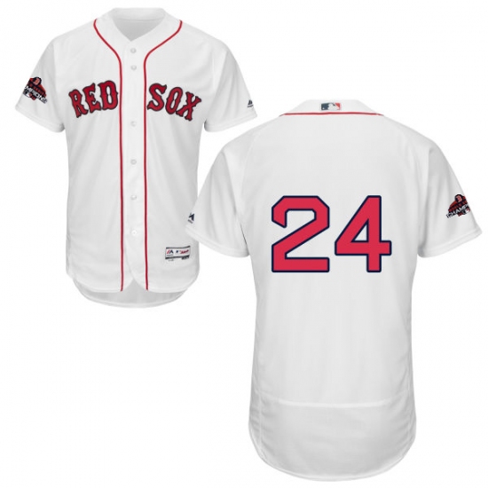 Men's Majestic Boston Red Sox #24 David Price White Home Flex Base Authentic Collection 2018 World Series Champions MLB Jersey - Ujersey