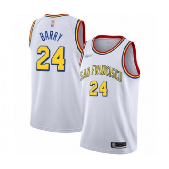 Men's Golden State Warriors #24 Rick Barry Authentic White Hardwood Classics Basketball Jersey - San Francisco Classic Edition - Ujersey