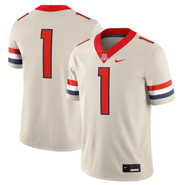Men's Nike #1 Cream Arizona Wildcats Alternate Game Football Jersey - U-jersey