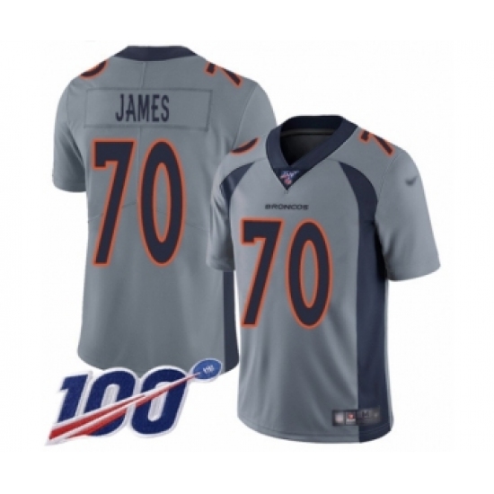 Men's Denver Broncos #70 Ja'Wuan James Limited Silver Inverted Legend 100th Season Football Jersey - Ujersey