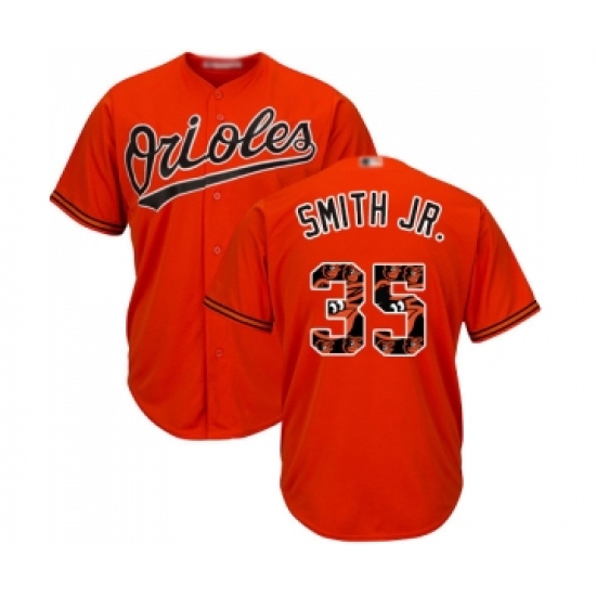 Men's Baltimore Orioles #35 Dwight Smith Jr. Authentic Orange Team Logo Fashion Cool Base Baseball Jersey - Ujersey